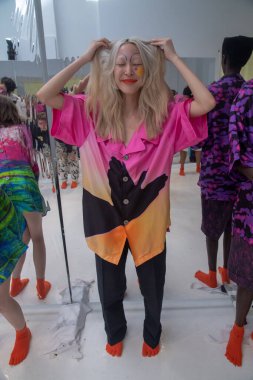 New York Men's Day - Presentation - February 2023 New York Fashion Week. February 10, 2023, New York, New York, USA: Models pose during the fashion presentation of All Beneath Heaven at Daylight Studio during New York Fashion Week 