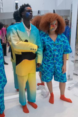 New York Men's Day - Presentation - February 2023 New York Fashion Week. February 10, 2023, New York, New York, USA: Models pose during the fashion presentation of All Beneath Heaven at Daylight Studio during New York Fashion Week 