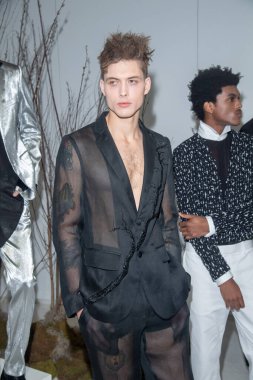 New York Men's Day - Presentation - February 2023 New York Fashion Week. February 10, 2023, New York, New York, USA: Models pose during the Atelier Cillian presentation at Daylight Studio during New York Fashion Week 2023 