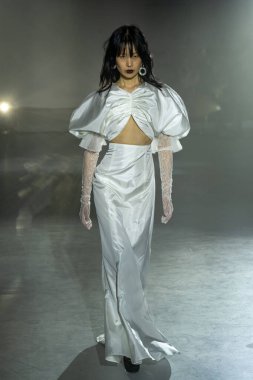 Adeam - Runway - February 2023 New York Fashion Week. February 12, 2023, New York, New York, USA: A model walks the runway at the Adeam fashion show at 548 West 22nd Street during New York Fashion Week 2023 on February 12, 2023 in New York City