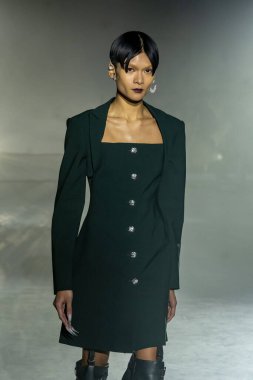 Adeam - Runway - February 2023 New York Fashion Week. February 12, 2023, New York, New York, USA: A model walks the runway at the Adeam fashion show at 548 West 22nd Street during New York Fashion Week 2023 on February 12, 2023 in New York City