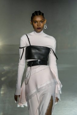 Adeam - Runway - February 2023 New York Fashion Week. February 12, 2023, New York, New York, USA: A model walks the runway at the Adeam fashion show at 548 West 22nd Street during New York Fashion Week 2023 on February 12, 2023 in New York City