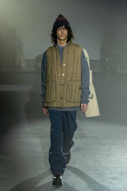 Adeam - Runway - February 2023 New York Fashion Week. February 12, 2023, New York, New York, USA: A model walks the runway at the Adeam fashion show at 548 West 22nd Street during New York Fashion Week 2023 on February 12, 2023 in New York City