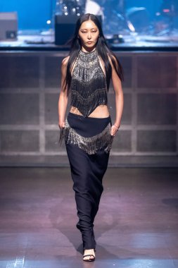 Cucculelli Shaheen - Runway - February 2023 New York Fashion Week. February 13, 2023, New York, New York, USA: A model walks the runway at the Cucculelli Shaheen fashion show at Webster Hall during New York Fashion Week 2023 
