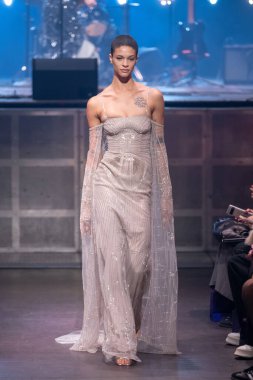 Cucculelli Shaheen - Runway - February 2023 New York Fashion Week. February 13, 2023, New York, New York, USA: A model walks the runway at the Cucculelli Shaheen fashion show at Webster Hall during New York Fashion Week 2023 