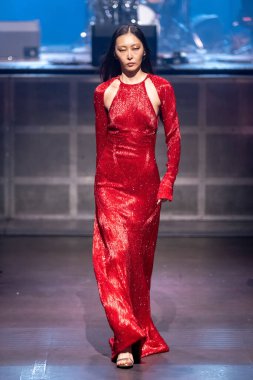 Cucculelli Shaheen - Runway - February 2023 New York Fashion Week. February 13, 2023, New York, New York, USA: A model walks the runway at the Cucculelli Shaheen fashion show at Webster Hall during New York Fashion Week 2023 