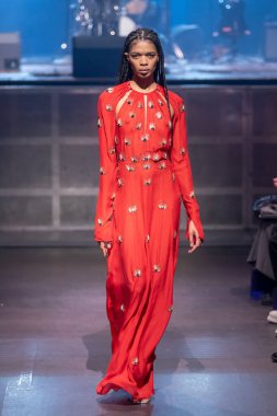 Cucculelli Shaheen - Runway - February 2023 New York Fashion Week. February 13, 2023, New York, New York, USA: A model walks the runway at the Cucculelli Shaheen fashion show at Webster Hall during New York Fashion Week 2023