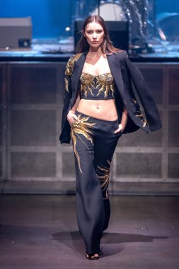 Cucculelli Shaheen - Runway - February 2023 New York Fashion Week. February 13, 2023, New York, New York, USA: A model walks the runway at the Cucculelli Shaheen fashion show at Webster Hall during New York Fashion Week 2023 