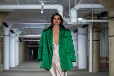 Christian Cowan - Runway - February 2023 New York Fashion Week. February 14, 2023, New York, New York, USA: A model walks the runway at the Christian Cowan fashion show at Starrett-Lehigh Building during New York Fashion Week 2023 