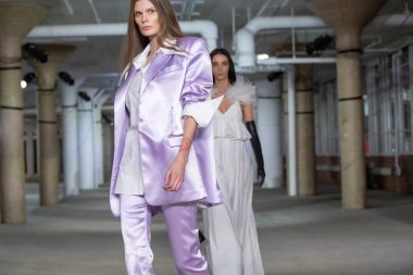 Christian Cowan - Runway - February 2023 New York Fashion Week. February 14, 2023, New York, New York, USA: Models walk the runway finale at the Christian Cowan fashion show at Starrett-Lehigh Building during New York Fashion Week 2023