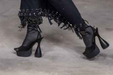 Christian Cowan - Runway - February 2023 New York Fashion Week. February 14, 2023, New York, New York, USA: Models walk the runway finale at the Christian Cowan fashion show at Starrett-Lehigh Building during New York Fashion Week 2023