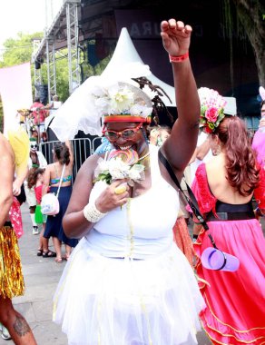Boitata Block Parade on Street Carnival in Rio de Janeiro. February 19, 2023, Rio de Janeiro, Brazil: Revelers enjoy the parade of Cordao do Boitata block, which brings together thousands of people and plays old machinhas in Praca XV downtown 