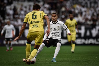 Soccer match for the Paulista Championship. February 19, 2023. Brazil, Sao Paulo: Match between Corinthians and Mirassol, valid for the 10th round of the Paulista Football Championship, Paulistao 2023, held at Neo Quimica Arena, in Itaquera