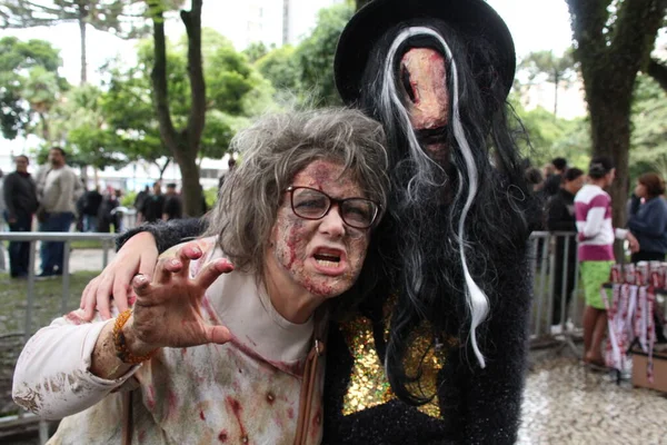 Zombie Walk Carnival Curiba February 2023 Curitiba Parana Brazil Thousands — Stock Photo, Image