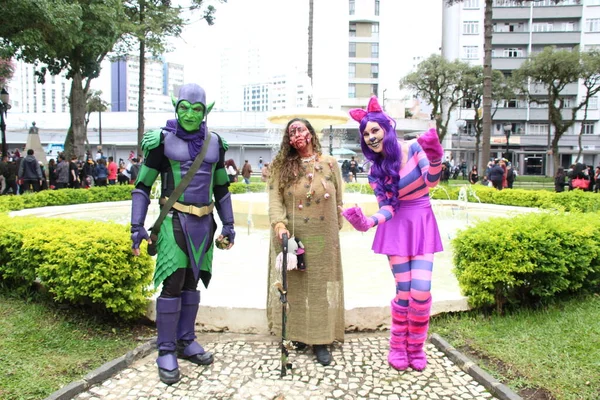 Zombie Walk Carnival Curiba February 2023 Curitiba Parana Brazil Thousands — Stock Photo, Image