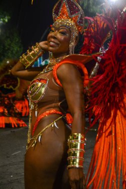 mperio Serrano Samba School Parade in Rio de Janeiro. February 19, 2023, Rio de Janeiro, Brazil: Parade of the Imperio Serrano samba school, comes with beautiful allegories and props and with the theme honoring the singer and sambista Arlindo Cruz