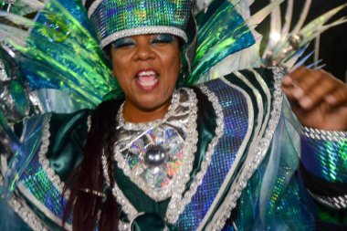 mperio Serrano Samba School Parade in Rio de Janeiro. February 19, 2023, Rio de Janeiro, Brazil: Parade of the Imperio Serrano samba school, comes with beautiful allegories and props and with the theme honoring the singer and sambista Arlindo Cruz