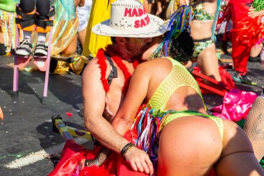 Orquestra Voadora during Street Carnival in Rio de Janeiro. February 21, 2023, Rio de Janeiro, Brazil: Movement of revelers in the Orquestra Voadora block, at Aterro do Flamengo, south zone of Rio de Janeiro, on Tuesday (21)