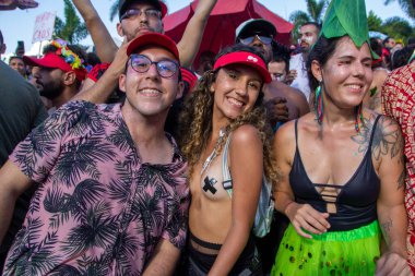 Orquestra Voadora during Street Carnival in Rio de Janeiro. February 21, 2023, Rio de Janeiro, Brazil: Movement of revelers in the Orquestra Voadora block, at Aterro do Flamengo, south zone of Rio de Janeiro, on Tuesday (21)