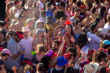 Orquestra Voadora during Street Carnival in Rio de Janeiro. February 21, 2023, Rio de Janeiro, Brazil: Movement of revelers in the Orquestra Voadora block, at Aterro do Flamengo, south zone of Rio de Janeiro, on Tuesday (21)