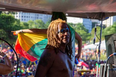 Orquestra Voadora during Street Carnival in Rio de Janeiro. February 21, 2023, Rio de Janeiro, Brazil: Movement of revelers in the Orquestra Voadora block, at Aterro do Flamengo, south zone of Rio de Janeiro, on Tuesday (21)