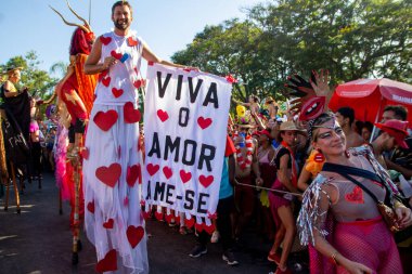 Orquestra Voadora during Street Carnival in Rio de Janeiro. February 21, 2023, Rio de Janeiro, Brazil: Movement of revelers in the Orquestra Voadora block, at Aterro do Flamengo, south zone of Rio de Janeiro, on Tuesday (21)