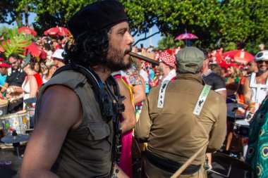 Orquestra Voadora during Street Carnival in Rio de Janeiro. February 21, 2023, Rio de Janeiro, Brazil: Movement of revelers in the Orquestra Voadora block, at Aterro do Flamengo, south zone of Rio de Janeiro, on Tuesday (21)