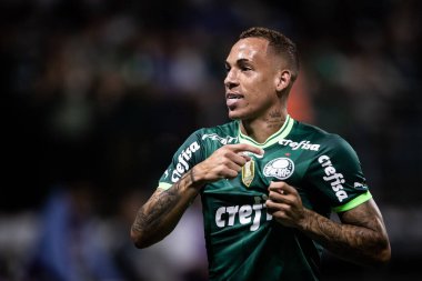 Paulista Soccer Championship: Palmeiras vs RB Bragantino. February 22, 2023, Sao Paulo, Brazil: Breno Lopes of Palmeiras celebrates his goal during a soccer match against RB Bragantino, valid for Paulista Soccer Championship