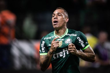 Paulista Soccer Championship: Palmeiras vs RB Bragantino. February 22, 2023, Sao Paulo, Brazil: Breno Lopes of Palmeiras celebrates his goal during a soccer match against RB Bragantino, valid for Paulista Soccer Championship