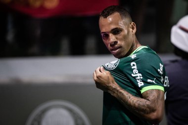 Paulista Soccer Championship: Palmeiras vs RB Bragantino. February 22, 2023, Sao Paulo, Brazil: Breno Lopes of Palmeiras celebrates his goal during a soccer match against RB Bragantino, valid for Paulista Soccer Championship