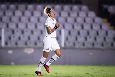 Brazilian Women Soccer Championship: Santos vs Flamengo. February 24, 2023, Santos, Sao Paulo, Brazil: Fabi Simoes of Santos during a soccer match against Flamengo valid for Brazilian Women Soccer Championship held at Vila Belmiro, in Santos