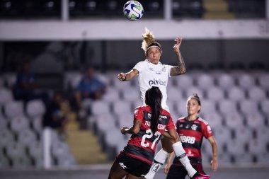 Brazilian Women Soccer Championship: Santos vs Flamengo. February 24, 2023, Santos, Sao Paulo, Brazil: Fabi Simoes of Santos during a soccer match against Flamengo valid for Brazilian Women Soccer Championship held at Vila Belmiro, in Santos