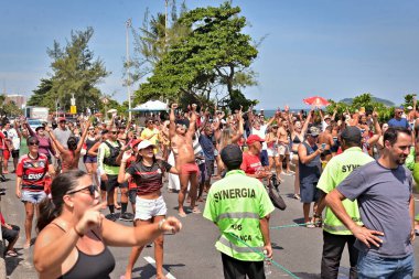 Fla Master Block Parading on Street Carnival in Rio de Janeiro. February 25, 2023, Rio de Janeiro, Brazil: Celebrating Zico, Fla Master Carnival block paraded on Saturday (25), in Barra da Tijuca in Rio de Janeiro. Zico, Flamengo idol 