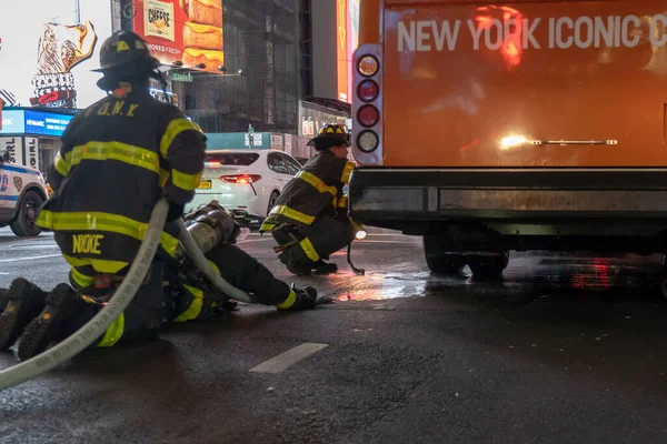 Tour Bus Brakes Fire February 2023 New York New York — Fotografia de Stock