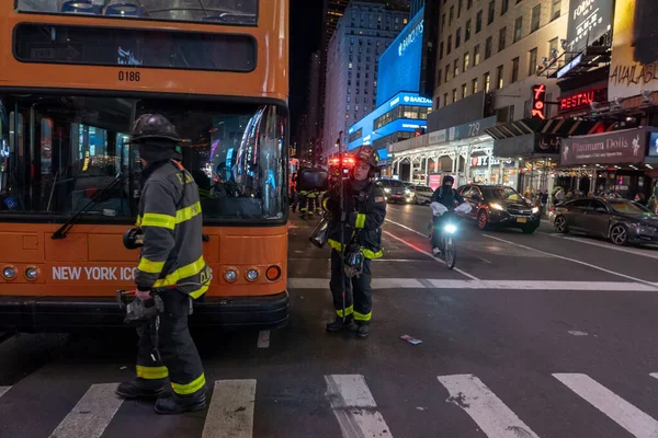 Tour Bus Brakes Fire February 2023 New York New York — 스톡 사진