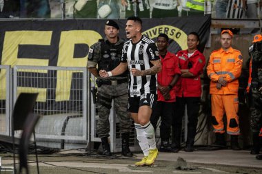 Copa Libertadores: Atletico MG, Carabobo 'ya karşı. 01 Mart 2023, Belo Horizonte, Minas Gerais, Brezilya: Atletico MG 'den Paulinho, Atletico MG ile Carabobo arasında oynanan ve 2023 Copa Libertadores da America için geçerli olan futbol maçında golünü kutluyor.