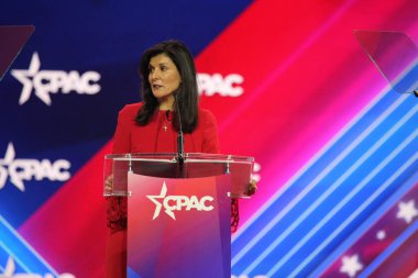 Nikki Haley, Fmr. United States Ambassador to the United Nations during CPAC Covention in Maryland. March 03, 2023, Maryland, USA: The CPAC convention  Protecting America Now is taking place at (INT) CPAC at Gaylord National Resort