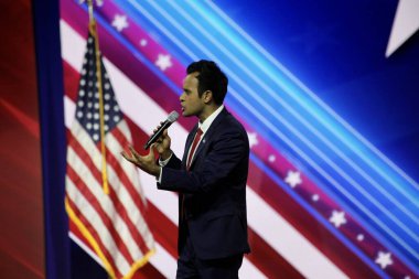 Vivek Ramaswamy, Maryland 'deki CPAC Kongresi sırasında Cumhuriyetçi başkan adayı. 3 Mart 2023, Maryland, ABD: Vivek Ramaswamy, bir işadamı ve cumhuriyetçi başkan adayı.