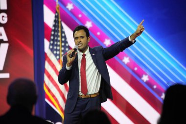 Vivek Ramaswamy, Maryland 'deki CPAC Kongresi sırasında Cumhuriyetçi başkan adayı. 3 Mart 2023, Maryland, ABD: Vivek Ramaswamy, bir işadamı ve cumhuriyetçi başkan adayı.