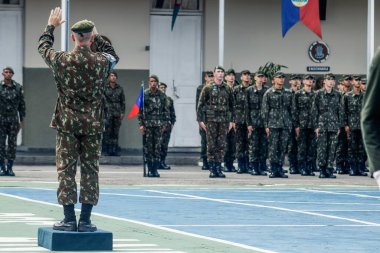Sao Paulos Valisi, Tarcisio Askeri Kolej yönetiminin devir teslim törenine katıldı. 3 Mart 2023, Sao Paulo, Brezilya: Sao Paulos Valisi, Tarcisio de Freitas Askeri Kolej 'in devir teslim törenine katıldı.