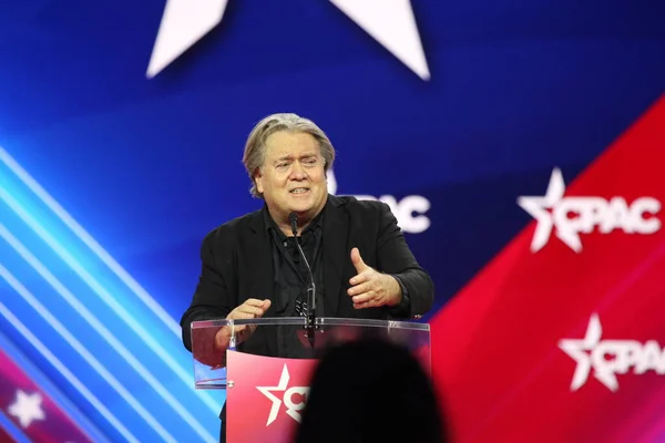 stock image Steve Banon during CPAC  Covention in Maryland. March 03, 2023, Maryland, USA: Steve Banon during CPAC convention  Protecting America Now is taking place at (INT) CPAC at Gaylord National Resort & Convention Cente