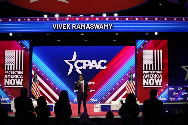 Vivek Ramaswamy Republikánský Prezidentský Kandidát Během Covention Cpac Marylandu March — Stock fotografie