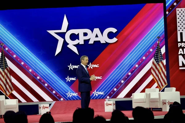 Nigel Farage Fmr Leader Brexit Party Cpac Covention Maryland March — Stock Photo, Image