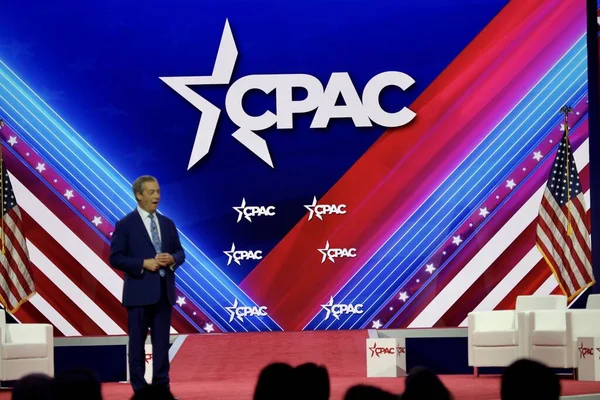Nigel Farage Fmr Leader Brexit Party Cpac Covention Maryland March — Stock Photo, Image