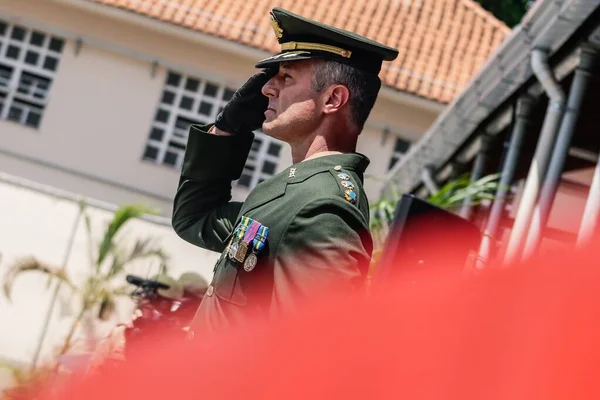 Sao Paulos Guvernör Tarcisio Deltar Överlämnandet Ceremoni Militära College Ledarskap — Stockfoto