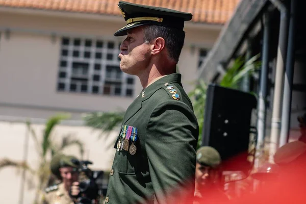 Sao Paulos Guvernör Tarcisio Deltar Överlämnandet Ceremoni Militära College Ledarskap — Stockfoto
