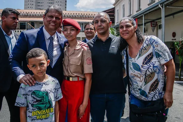 Sao Paulos Gobernador Tarcisio Asiste Ceremonia Entrega Del Liderazgo Escuela —  Fotos de Stock