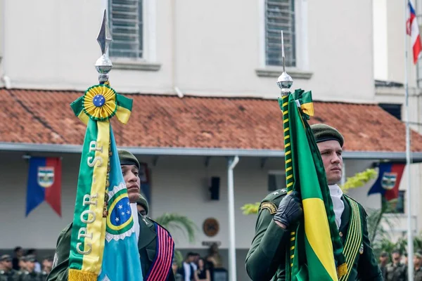 Der Gouverneur Von Sao Paulos Tarcisio Nimmt Der Übergabezeremonie Der — Stockfoto