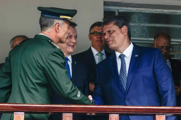 Sao Paulos Valisi Tarcisio Askeri Kolej Yönetiminin Devir Teslim Törenine — Stok fotoğraf