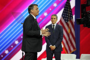 Brezilya 'nın eski başkanı, Jair Bolsonaro Maryland' deki Amerika 'yı koruyan CPAC Sözleşmesi' nde. 04 Mart 2023, Maryland, ABD: Brezilya 'nın 38. Başkanı, Jair Bolsonaro, Amerika' yı Koruma Kongresi 'nde 
